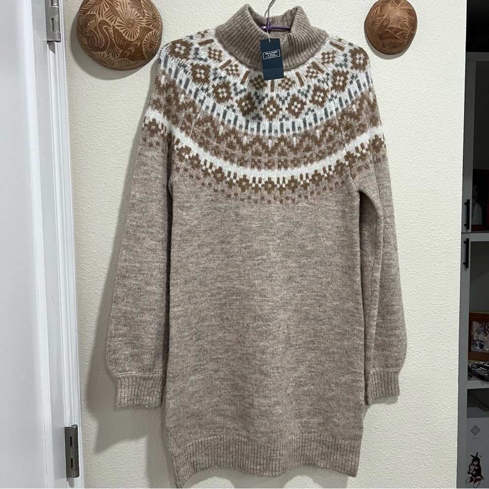 Abercrombie & Fitch Cozy Sweater Dress Light Brown/Beige  Women’s Size XS fits S
